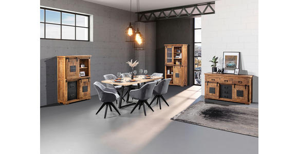 HIGHBOARD  in 95/145/45 cm  - Schwarz/Naturfarben, ROMANTIK / LANDHAUS, Holz/Metall (95/145/45cm) - Landscape