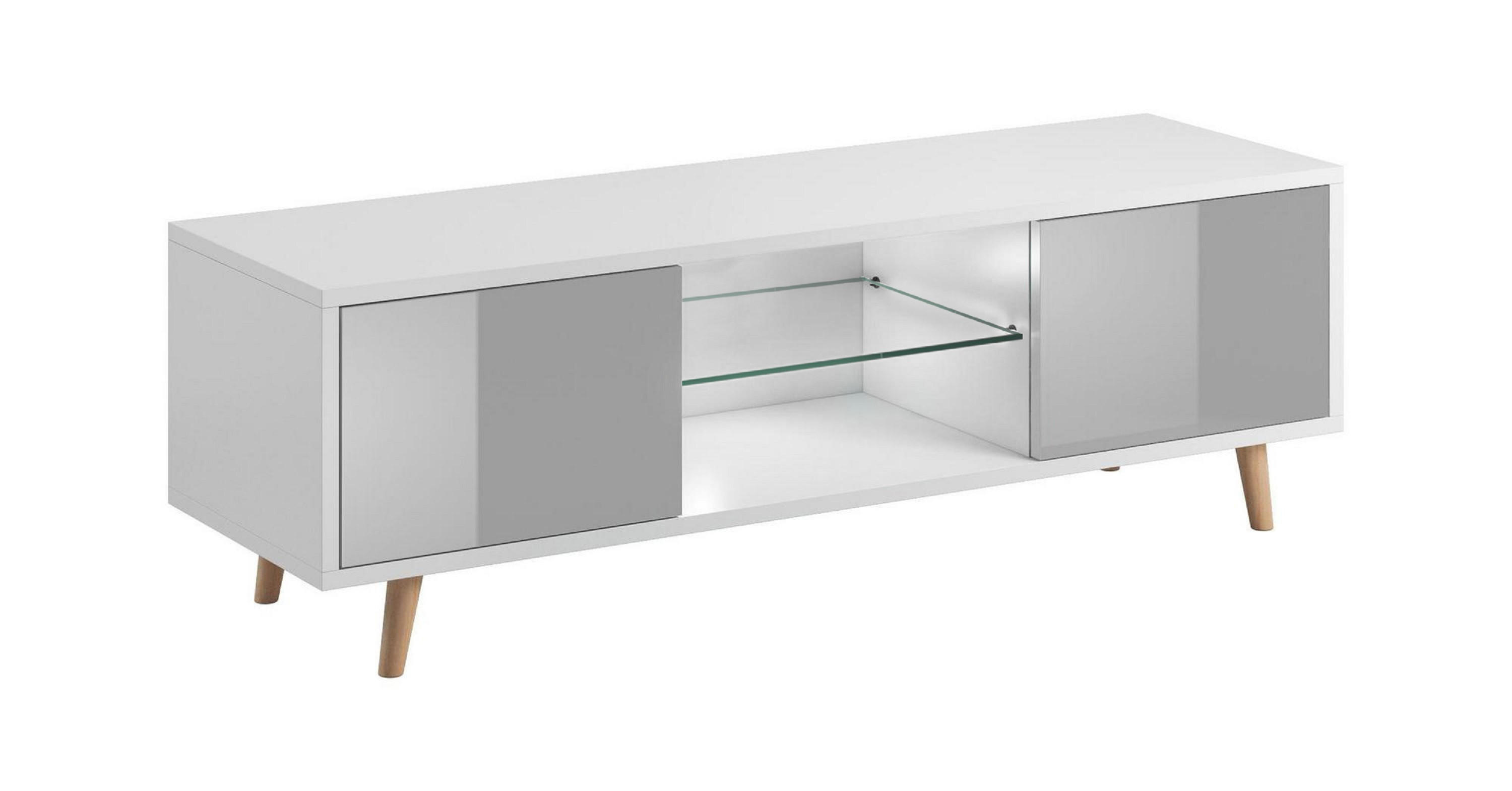 LOWBOARD Grau, Weiß  - Weiß/Grau, Design, Glas/Holz (140/45/42cm) - MID.YOU