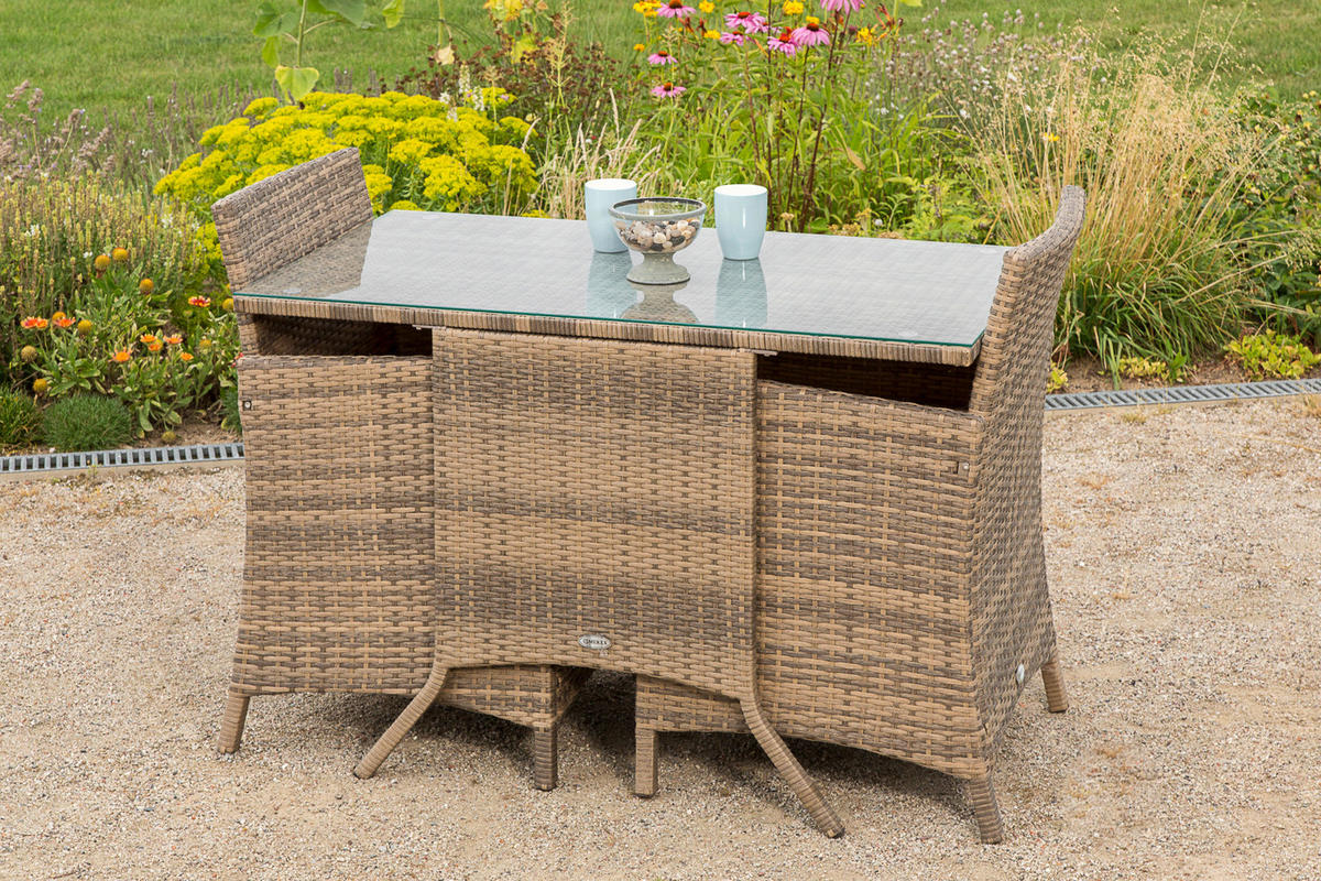 GARTENSET Stahl  - Beige/Naturfarben, MODERN, Glas/Kunststoff - Gardenson