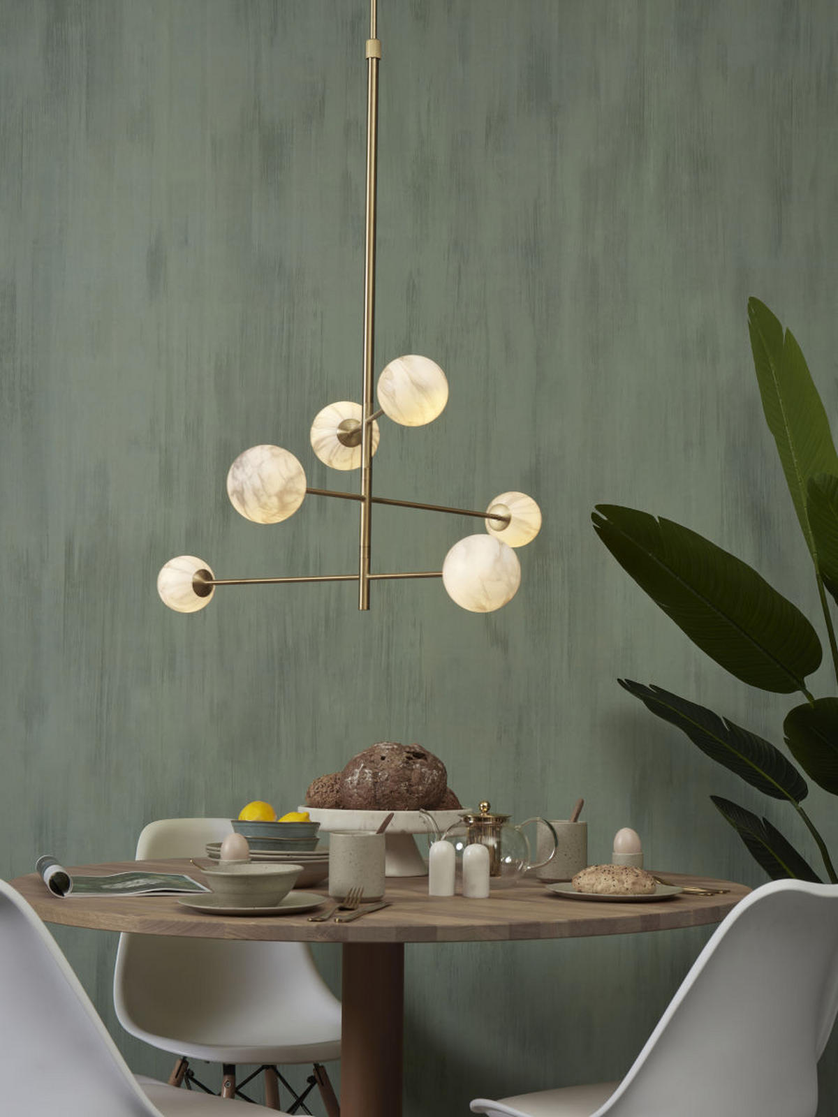 HÄNGELEUCHTE Carrara Globus 99/142 cm   - Goldfarben/Weiß, Basics, Glas/Metall (99/142cm) - It's about Romi