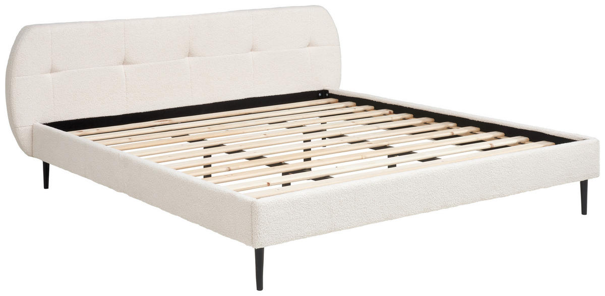 ČALÚNENÁ POSTEĽ, 180/200 cm, prírodná farba - čierna/prírodná farba, Modern, kov/drevo (180/200cm) - Livetastic