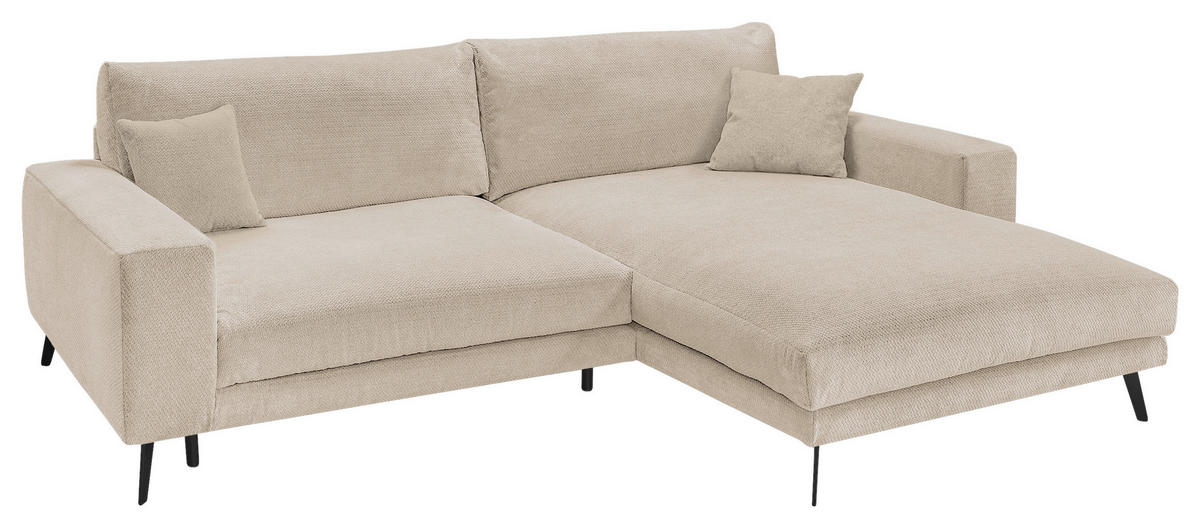 ECKSOFA Creme Webstoff  - Creme/Schwarz, KONVENTIONELL, Textil/Metall (269/195cm) - SetOne by Musterring