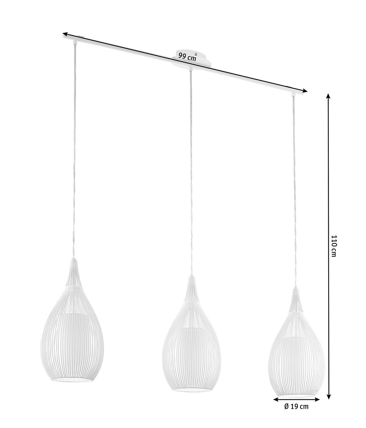 HÄNGELEUCHTE RAZONI 99/19/110 cm   - Weiß, LIFESTYLE, Glas/Metall (99/19/110cm) - Eglo