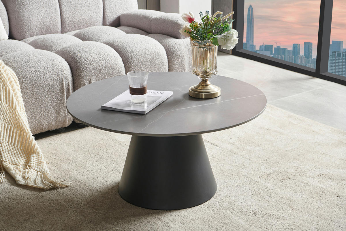 COUCHTISCH in Metall, Keramik 80/80/39 cm  - Schwarz/Grau, Design, Keramik/Metall (80/80/39cm) - MID.YOU
