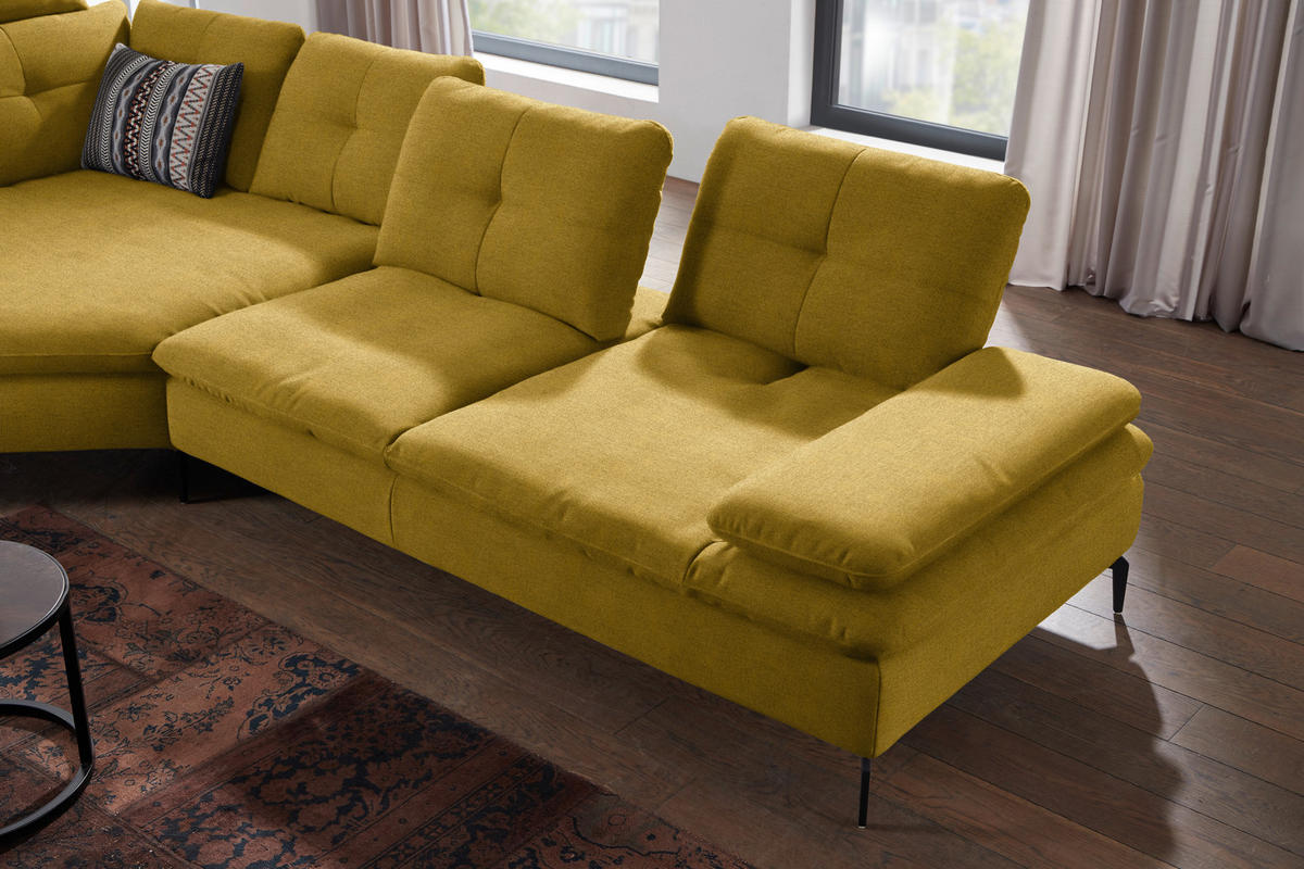 ECKSOFA in Flachgewebe Hellgrün  - Schwarz/Hellgrün, Design, Textil/Metall (157/344cm) - Chilliano