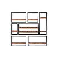 WANDREGALSET 120/110/25 cm  - Schwarz/Naturfarben, Design, Holz/Metall (120/110/25cm) - MID.YOU