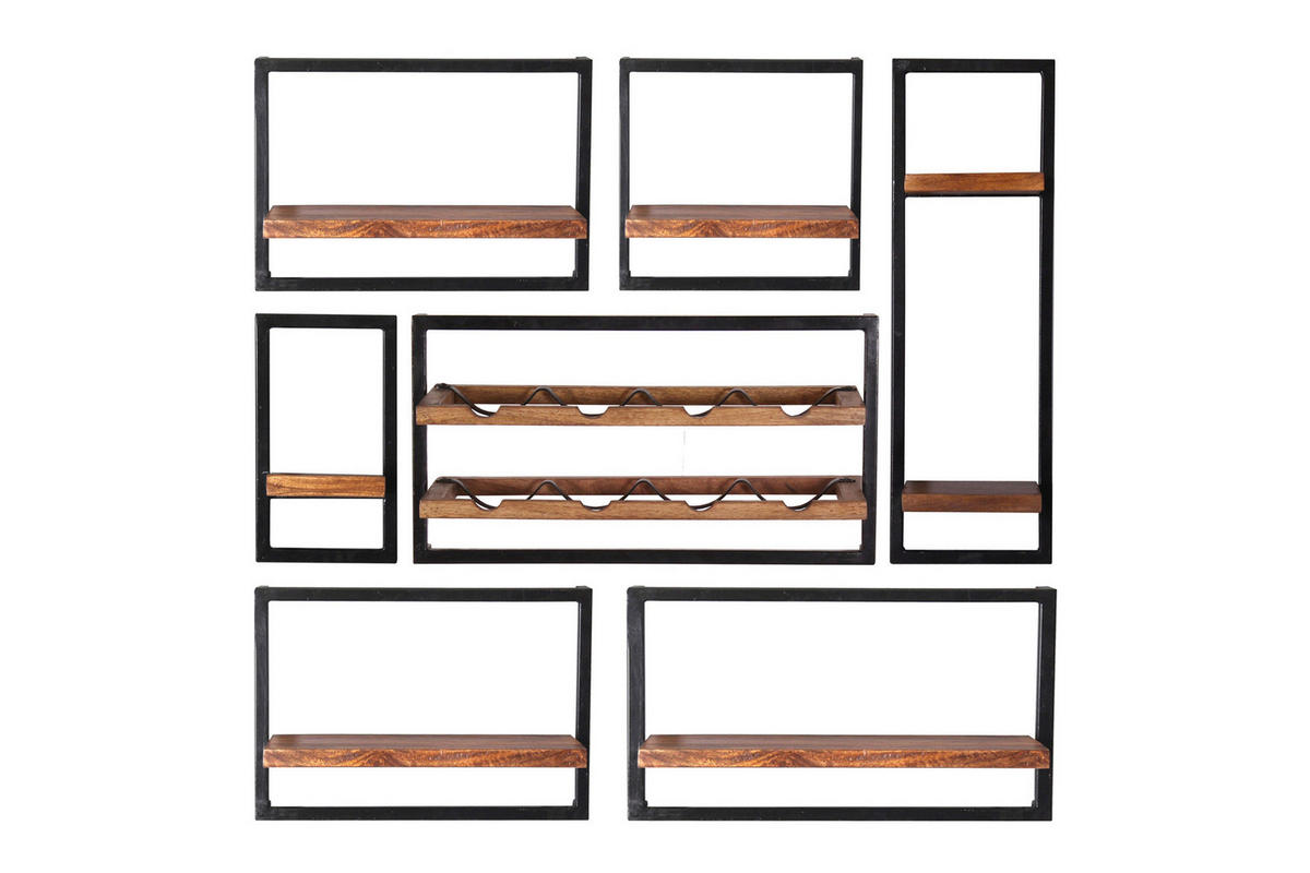 WANDREGAL 35/35/25 cm  - Schwarz/Naturfarben, Design, Holz/Metall (35/35/25cm) - MID.YOU