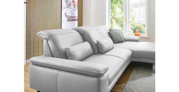 ECKSOFA in Echtleder Weiß 332/193 cm - Schwarz/Weiß, Design, Leder/Metall (332/193cm) - Dieter Knoll