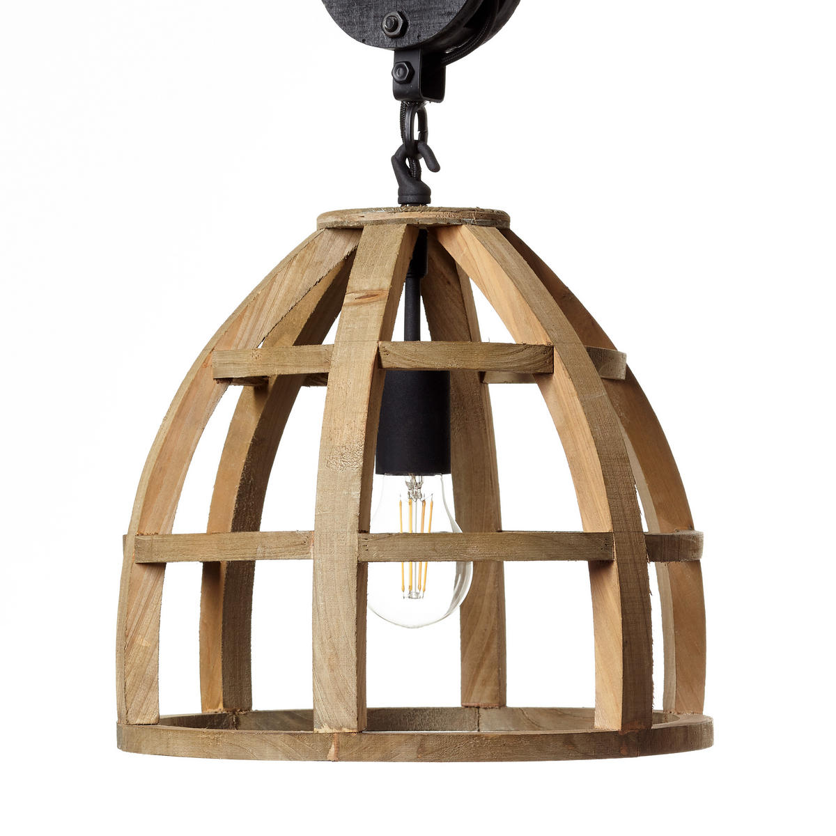 PENDELLEUCHTE 34/143 cm   - Hellbraun/Schwarz, Natur, Holz/Metall (34/143cm) - Brilliant