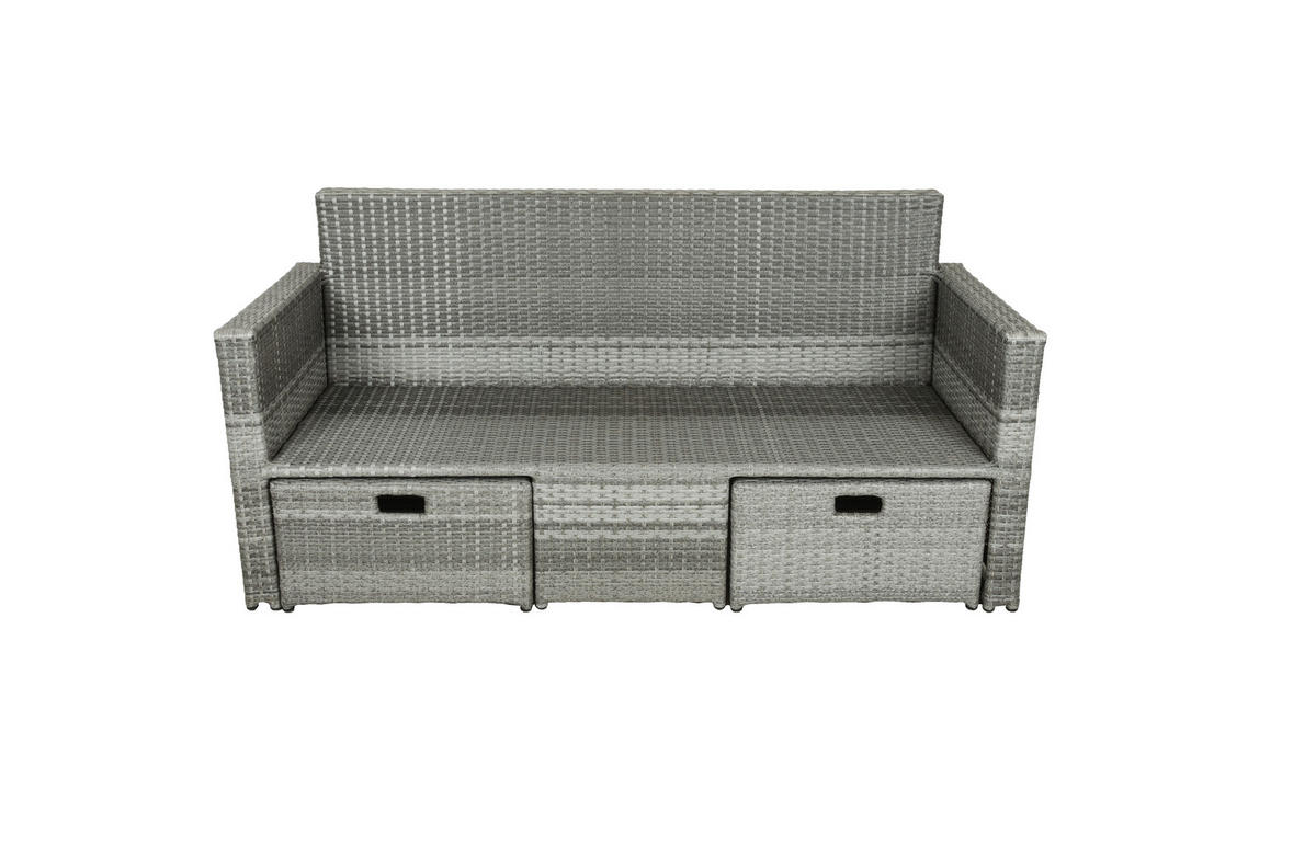 LOUNGESOFA  - Schwarz/Grau, Basics, Kunststoff/Textil (180/86/135cm) - Gardenson
