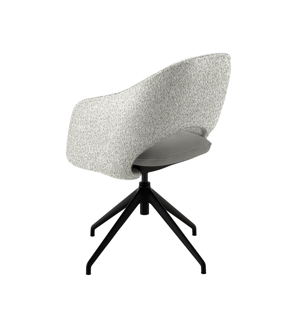 ARMLEHNSTUHL  Stoffauswahl, Wippfunktion, Sitzfläche 360° drehbar, gepolsterte Armlehnen Flachgewebe  - Hellgrau/Schwarz, Design, Textil/Metall (63/74-90/57-73cm) - Koinor