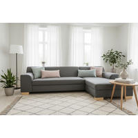 ECKSOFA TINOS Dunkelgrau Webstoff Rücken echt  - Dunkelgrau/Buchefarben, Basics, Holz/Textil (273/157cm) - MID.YOU