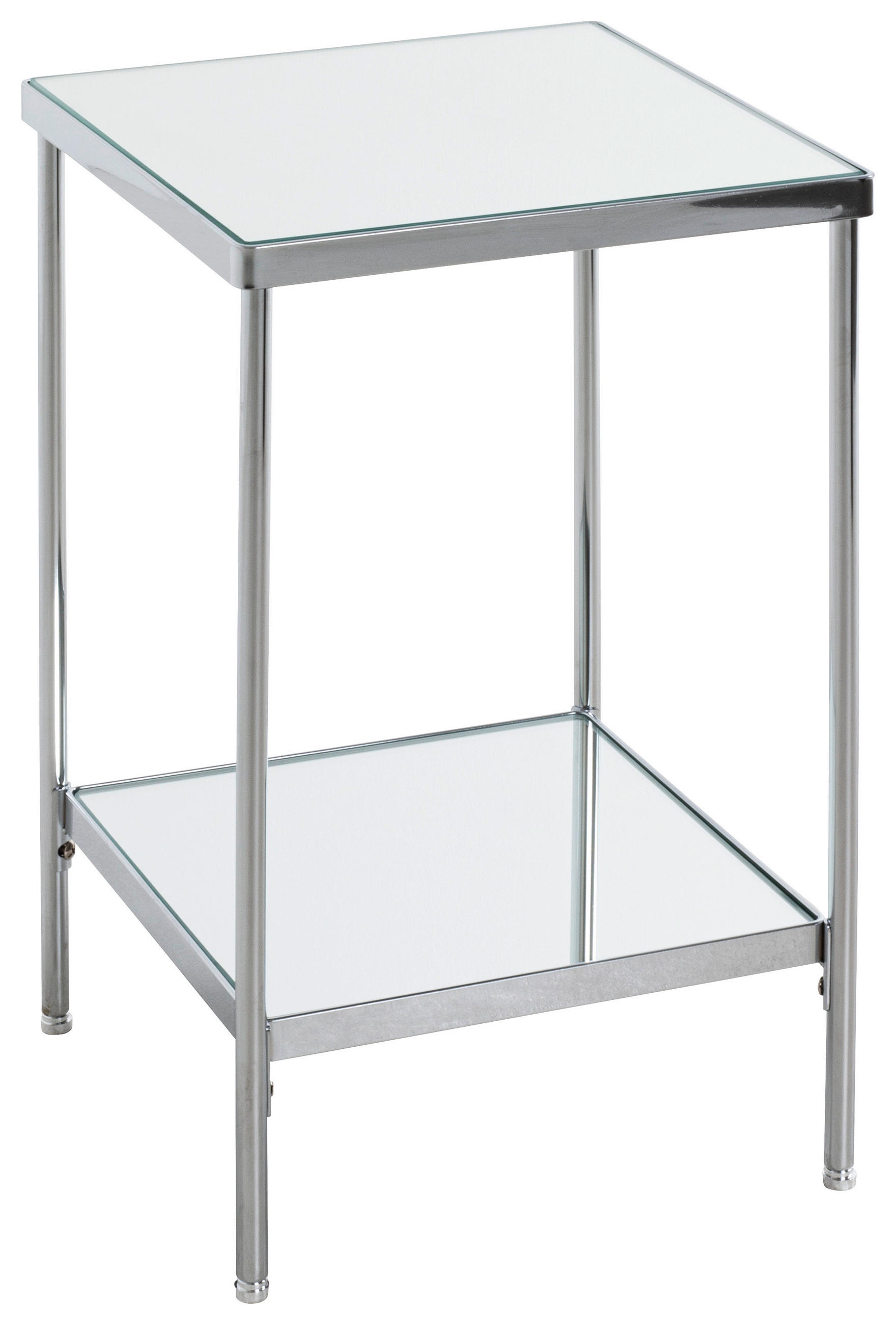 BEISTELLTISCH 28/28/46 cm Chromfarben quadratisch  - Chromfarben, Trend, Glas/Metall (28/28/46cm)