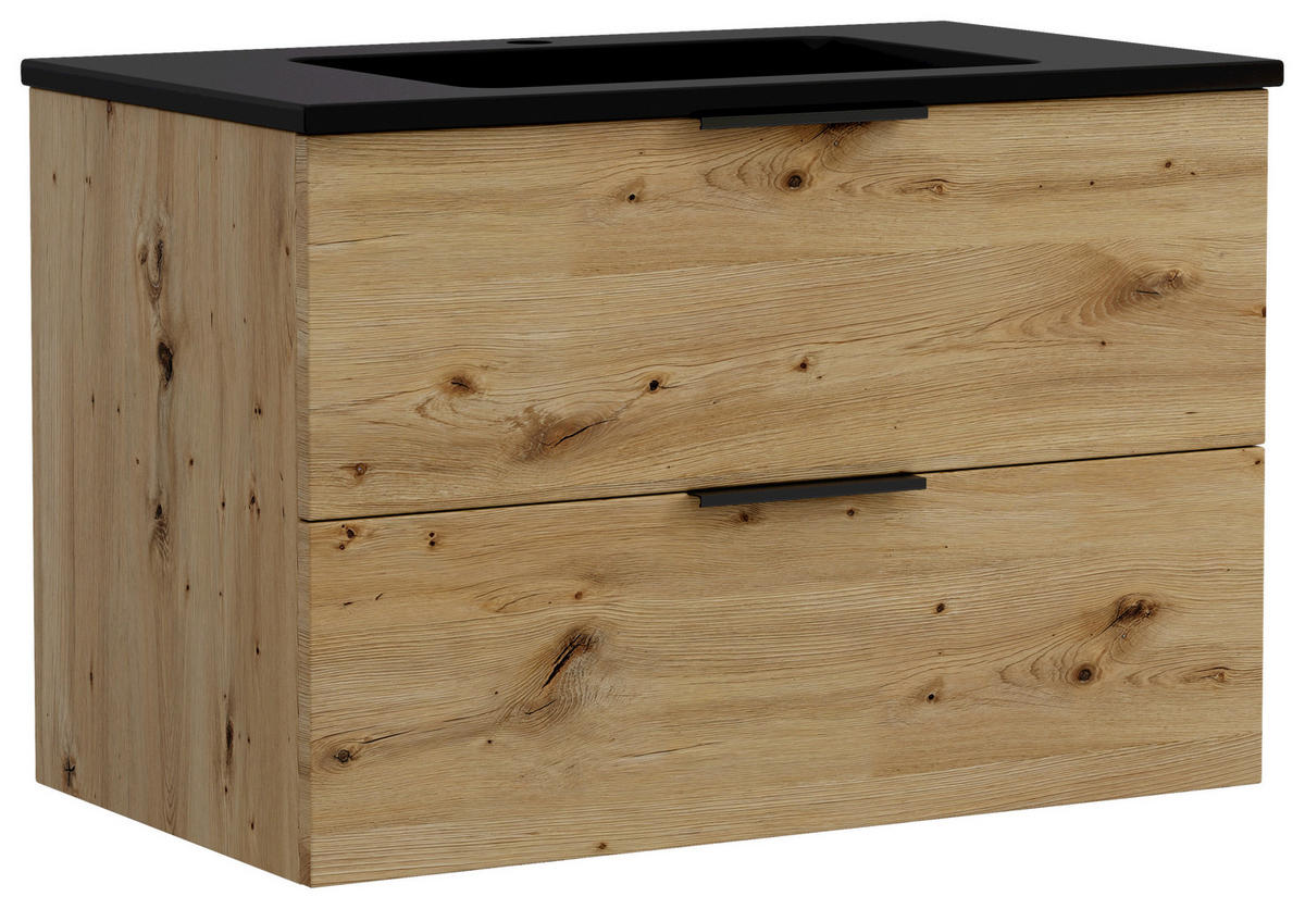 WASCHTISCHKOMBI 80 cm  - Schwarz/Eiche Artisan, MODERN, Keramik/Holzwerkstoff (80cm) - Held