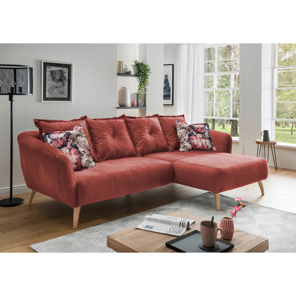 Thumbnail - Livetastic Ecksofa, Koralle, Mehrfarbig, Holz, Textil, Buche, Fichte, Kiefer,Buche, Uni, 4-Sitzer, Füllung: Schaumstoff,...