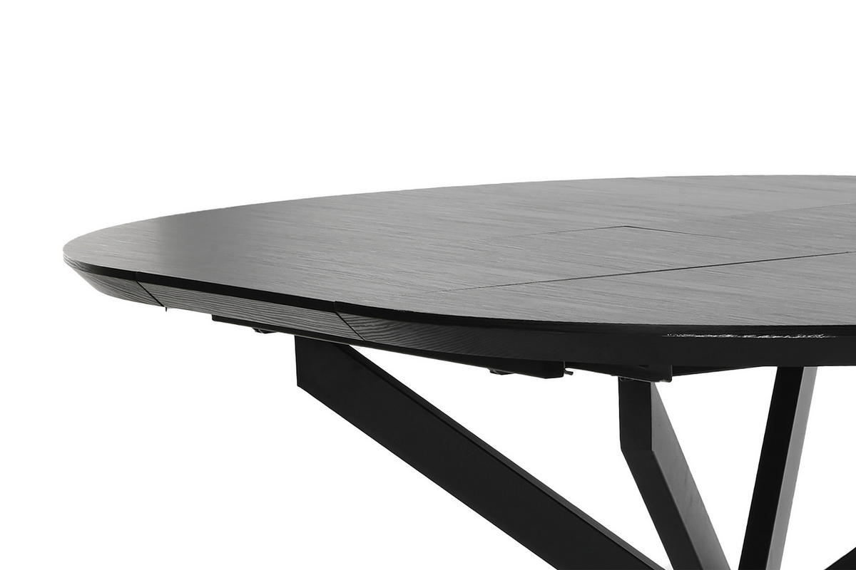 AUSZIEHTISCH Schwarz oval  ausziehbar  - Schwarz, Design, Holzwerkstoff/Metall (120-160/110/76cm) - MID.YOU