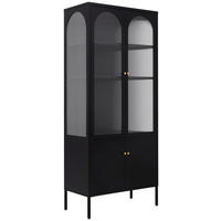 VITRINE  in Schwarz, Transparent  - Transparent/Goldfarben, Design, Glas/Metall (80/185/40cm) - MID.YOU