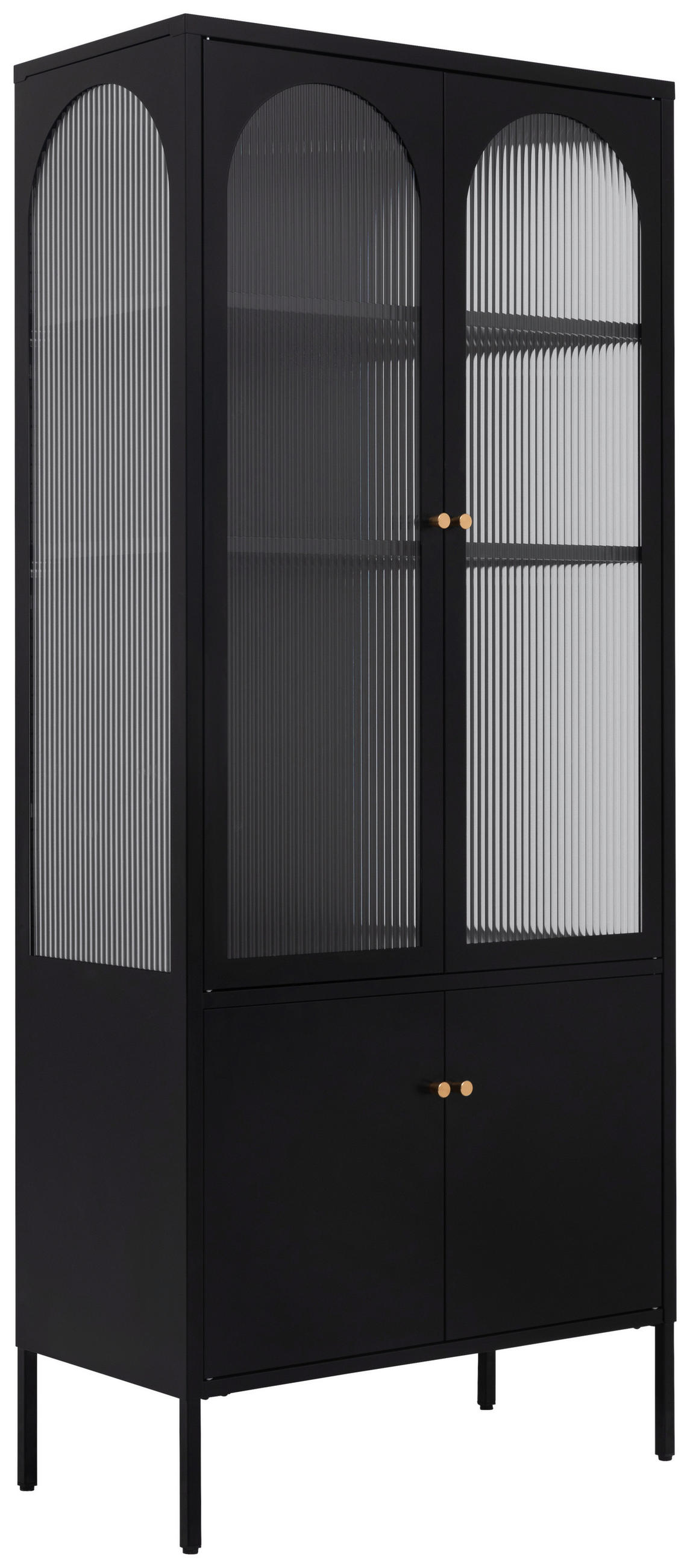 VITRINE  in Schwarz, Transparent  - Transparent/Goldfarben, Design, Glas/Metall (80/185/40cm) - MID.YOU