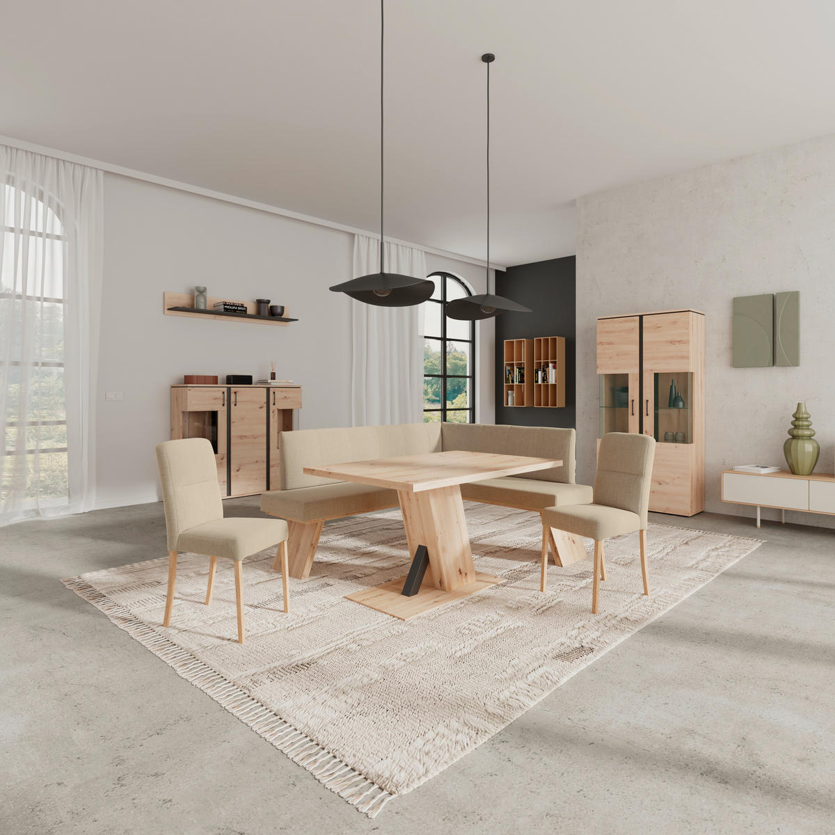 ECKBANK 185/150 cm Webstoff Beige   - Eichefarben/Beige, KONVENTIONELL, Textil (185/150cm) - Livetastic