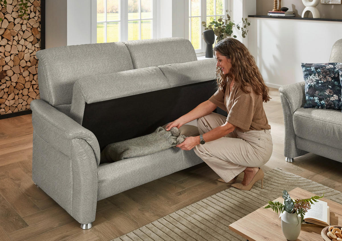SITZGARNITUR Flachgewebe Schilfgrün  - Schilfgrün/Alufarben, Konventionell, Textil/Metall (198/172/96/93cm) - Beldomo Premium