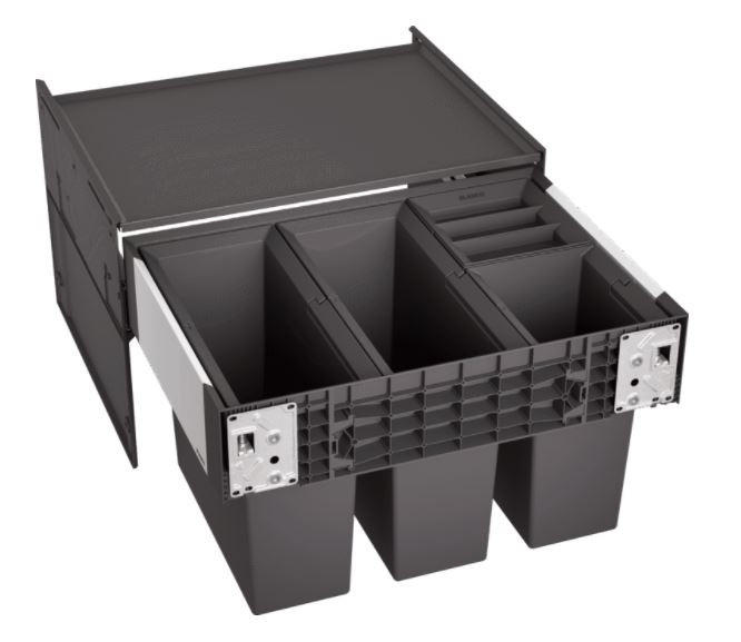 EINBAUABFALLSAMMLER 42 L  - Edelstahlfarben/Anthrazit, Basics, Kunststoff/Metall (56,8/36,1/40cm) - Blanco