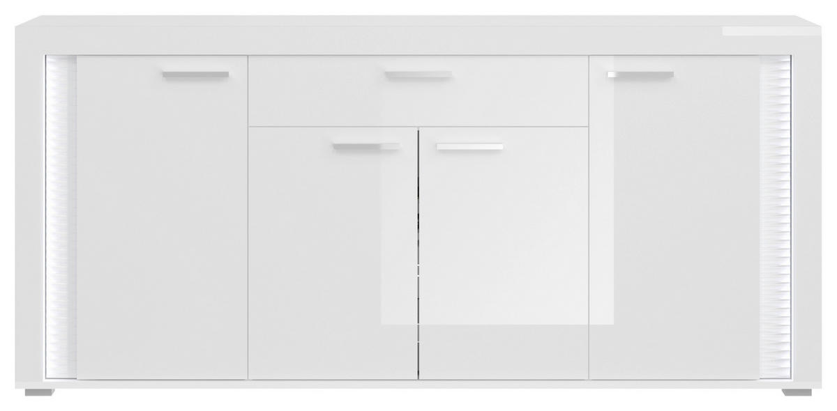 ŠIROKÁ KOMODA, biela s vysokým leskom, 182/84/42 cm - biela s vysokým leskom/strieborná, Design, kompozitné drevo/plast (182/84/42cm) - MID.YOU