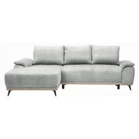 ECKSOFA in Struktur Grau  - Schwarz/Grau, Modern, Textil/Metall (168/262cm) - home24