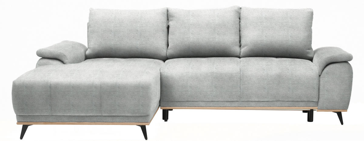 ECKSOFA in Struktur Grau  - Schwarz/Grau, Modern, Textil/Metall (168/262cm) - home24