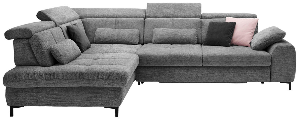 ECKSOFA Anthrazit Webstoff  - Anthrazit/Schwarz, KONVENTIONELL, Textil/Metall (220/314cm) - SetOne by Musterring