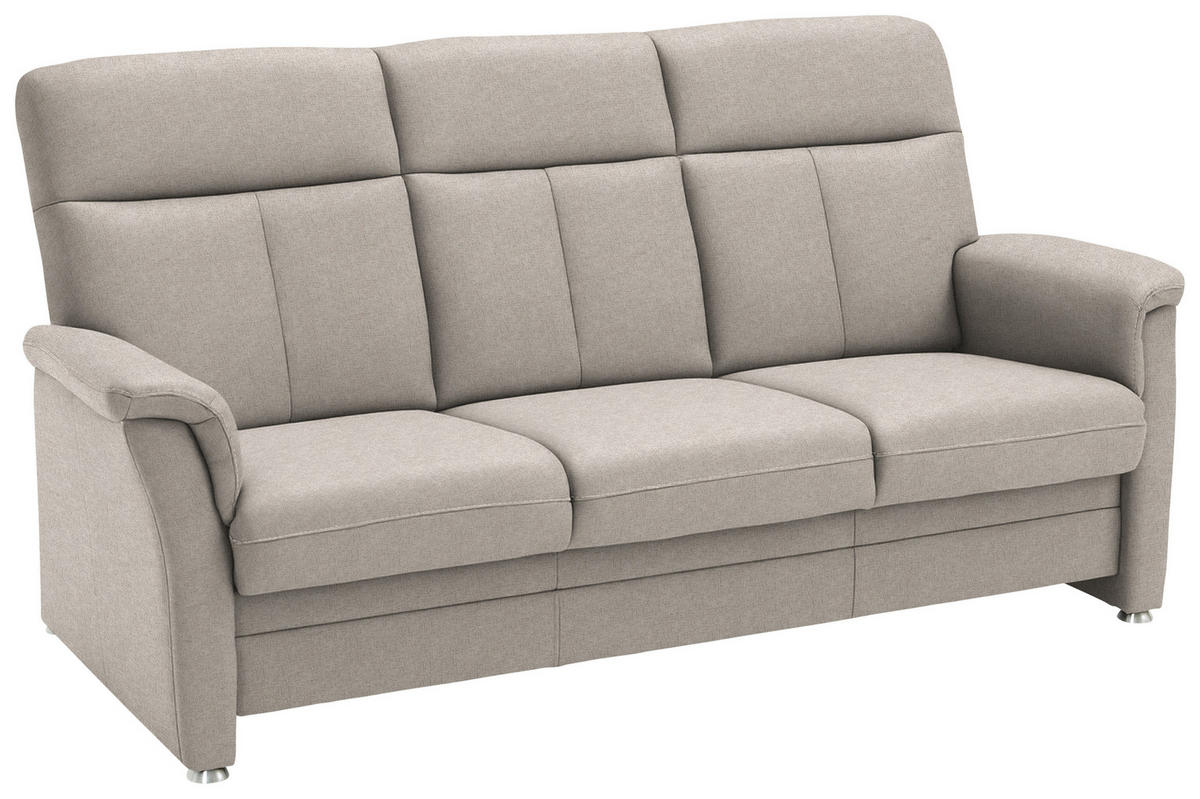 3-SITZER-SOFA Flachgewebe Beige  - Beige/Alufarben, Konventionell, Textil/Metall (194/100/89cm) - Beldomo Comfort
