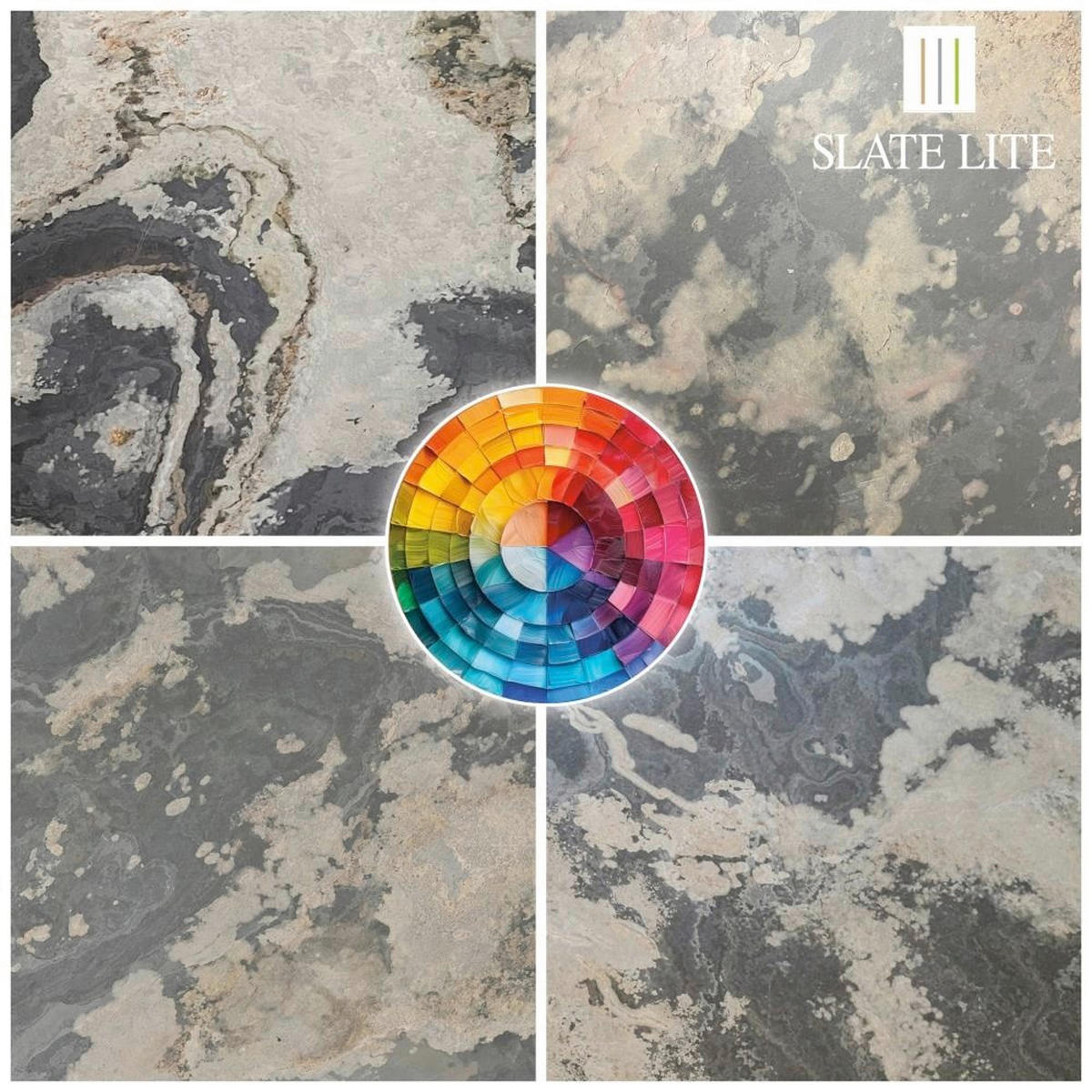 WANDPANEEL Anthrazit, Grau, Schwarz, Sandfarben, Dunkelgrau, Beige  - Sandfarben/Dunkelgrau, Basics, Kunststoff/Stein (122/61cm)