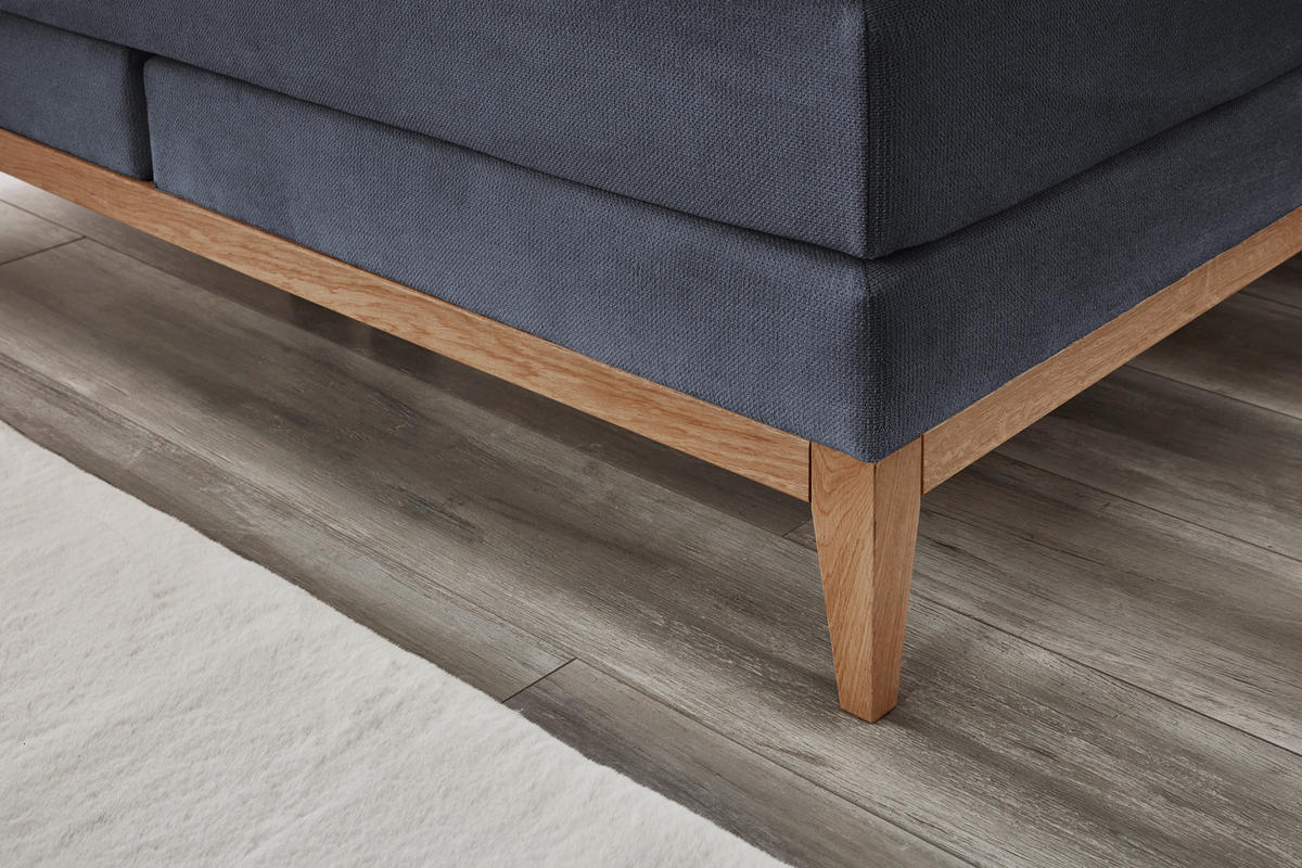 BOXSPRINGBETT 180/200 cm  in Dunkelblau  - Eichefarben/Dunkelblau, KONVENTIONELL, Holz/Textil (180/200cm) - Boxxx