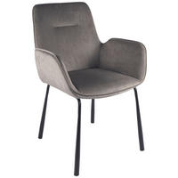 ŽIDLE S PODRUČKAMI, samet, šedá - šedá/černá, Moderní, kov/textil (57/87/58,5cm) - MID.YOU