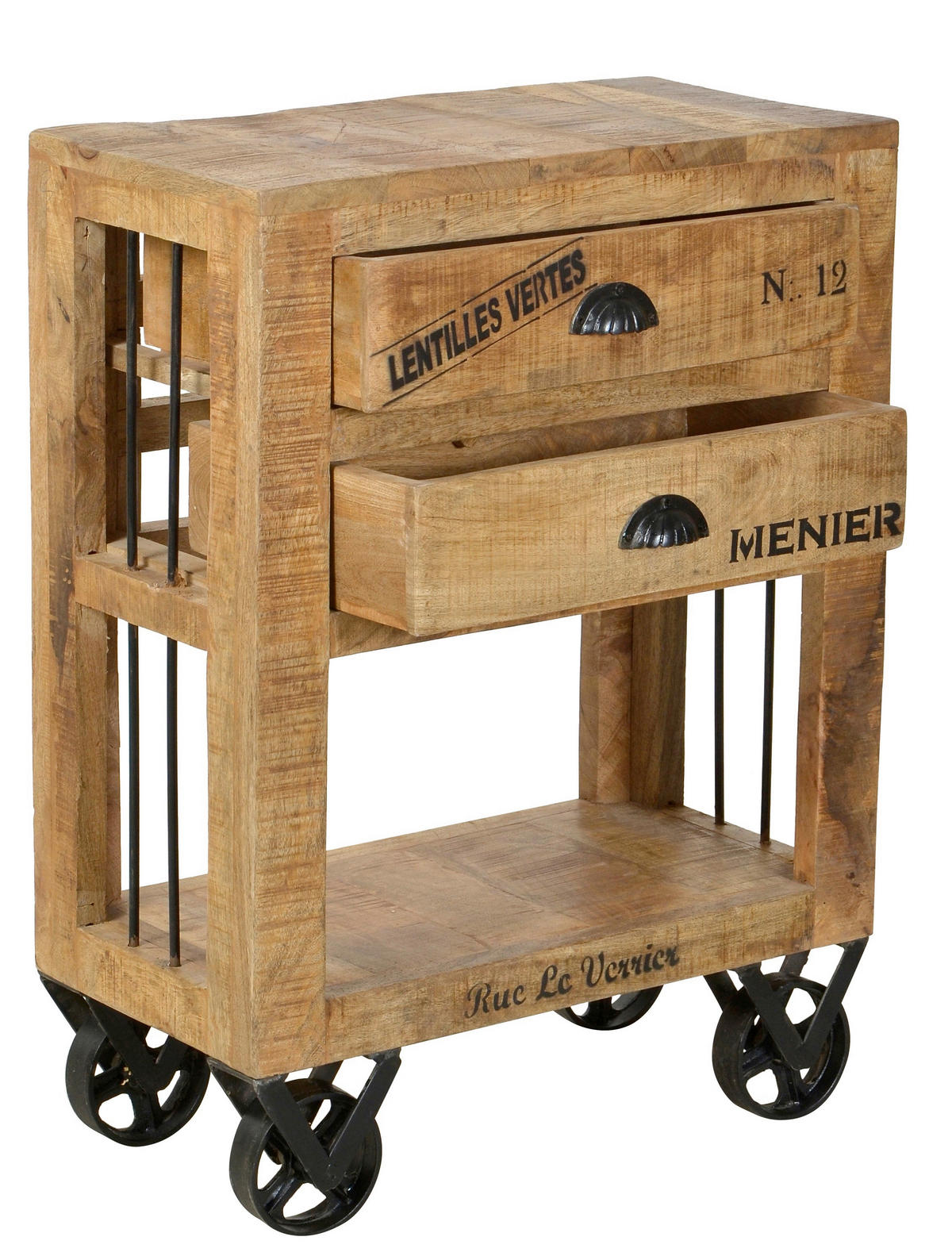 KOMMODE , 60/80/30 cm, 2 Schublade(n)  - Schwarz/Naturfarben, Design, Holz/Metall (60/80/30cm) - MID.YOU