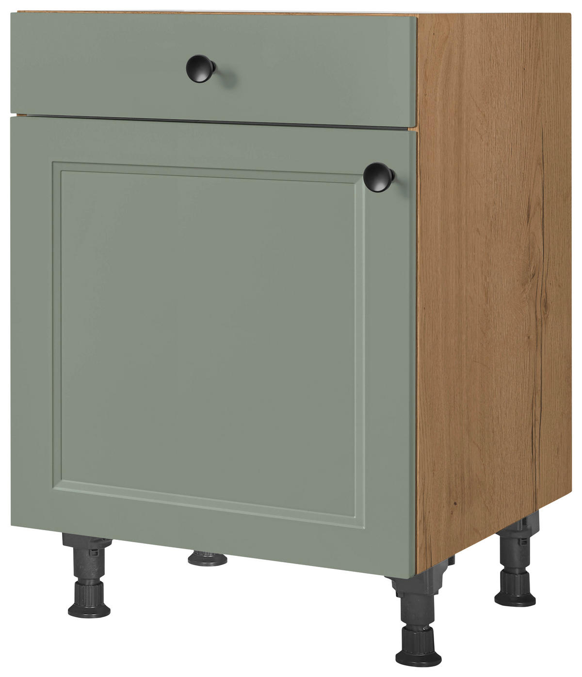 SCHUBKASTENUNTERSCHRANK 60/87/56 cm  in Grün, Eichefarben  - Eichefarben/Schwarz, MODERN, Holzwerkstoff/Metall (60/87/56cm) - Nobilia