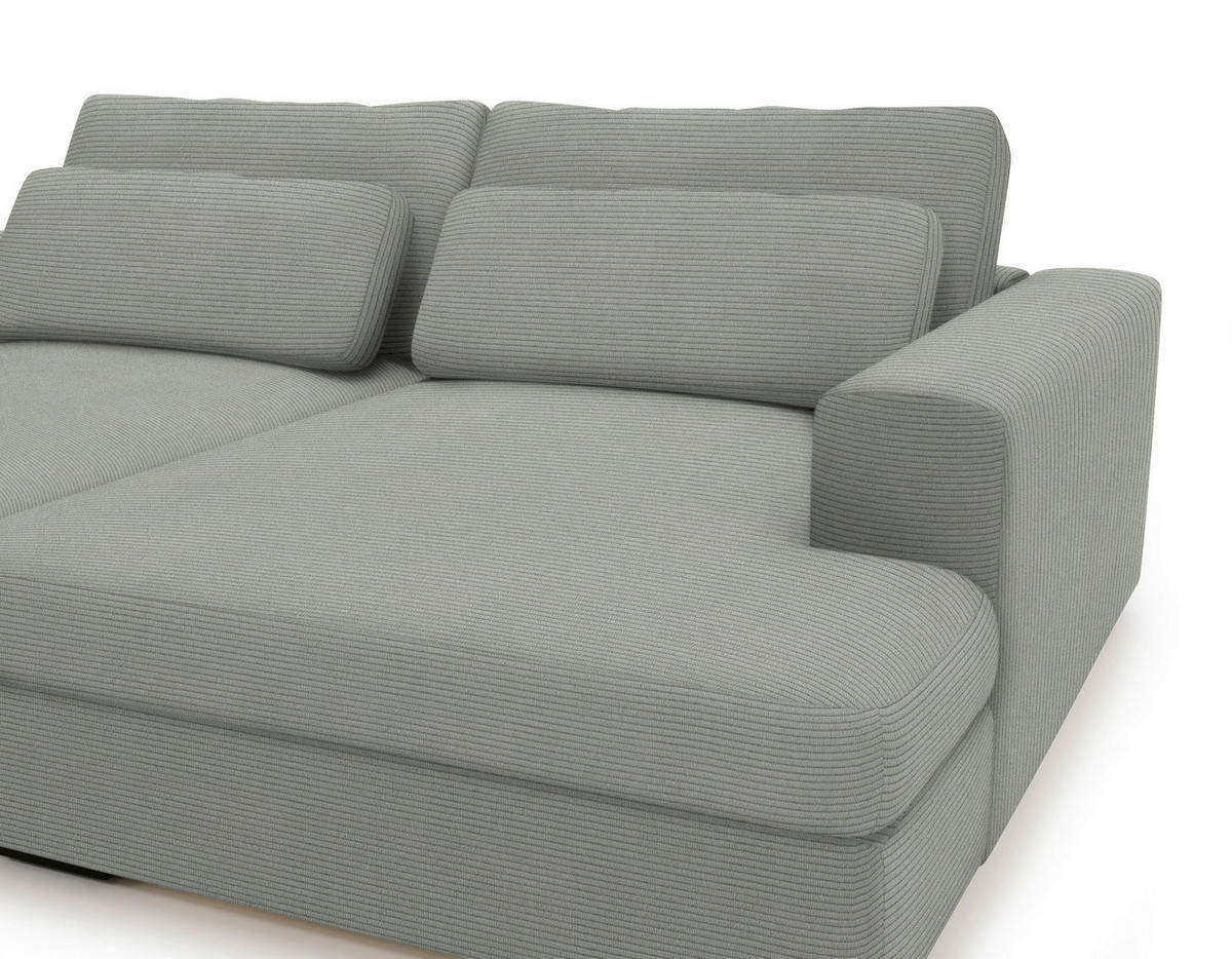BIGSOFA in Cord Hellgrau  - Hellgrau/Schwarz, Design, Textil (223/80/158cm) - Lomoco
