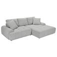 Ecksofa mit Funktion Greige Flachgewebe Zierkissen, Rückenkissen, Bettkasten, Schlaffunktion, Rücken echt, Liegefläche im Originalstoff  - Greige/Schwarz, KONVENTIONELL, Kunststoff/Textil (277/190cm) - Carryhome
