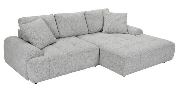 Ecksofa mit Funktion Greige Flachgewebe Zierkissen, Rückenkissen, Bettkasten, Schlaffunktion, Rücken echt, Liegefläche im Originalstoff  - Greige/Schwarz, KONVENTIONELL, Kunststoff/Textil (277/190cm) - Carryhome
