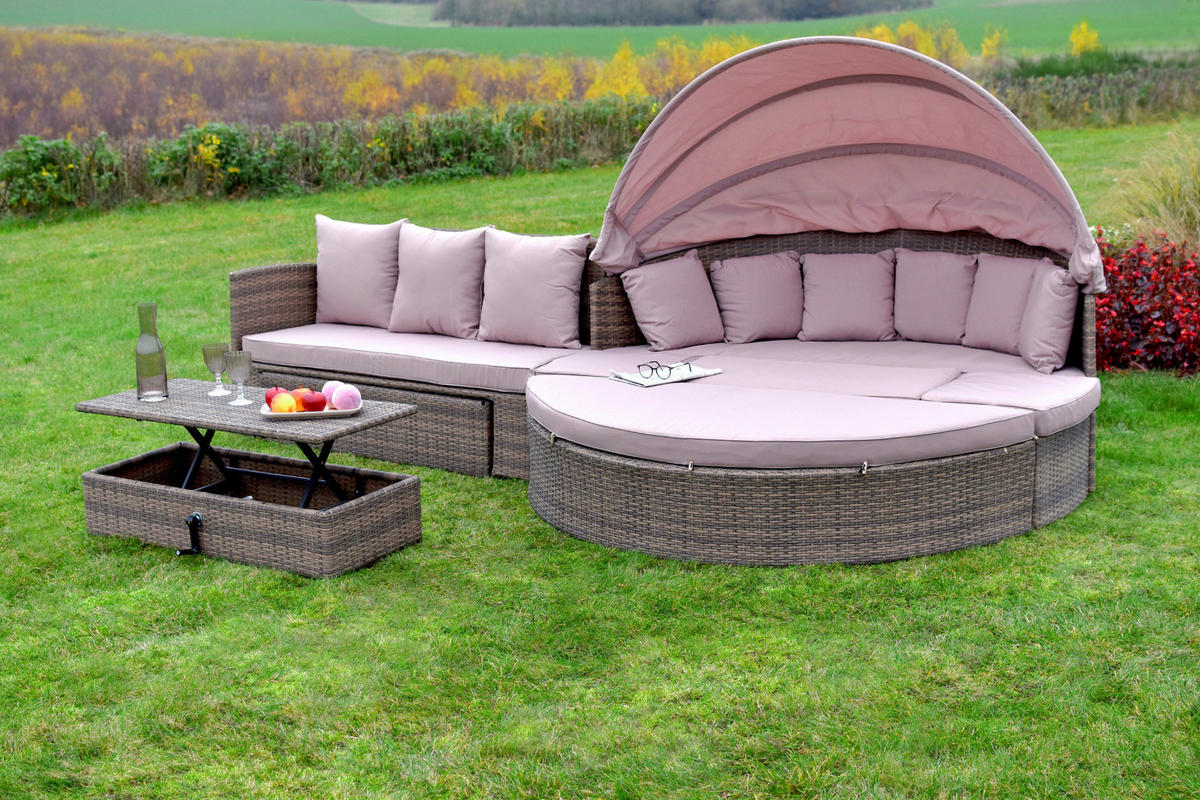 GARTENSET 8-teilig  - Naturfarben, MODERN, Kunststoff/Metall (180/147/183cm) - Gardenson