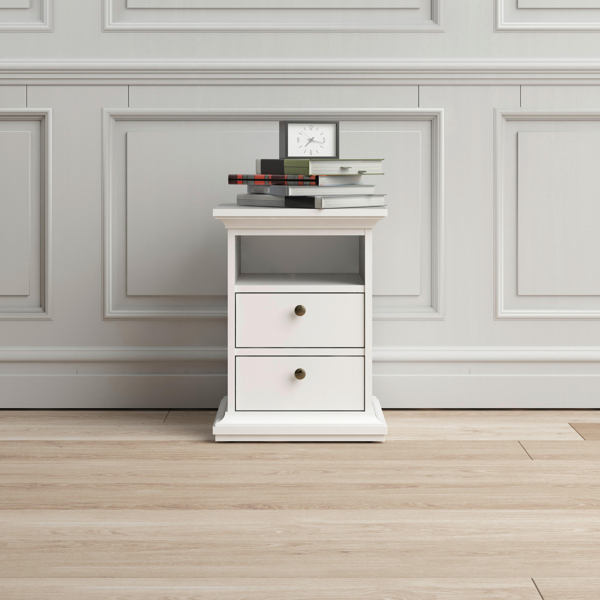 NACHTSCHRANK 43,6/58,8/40 cm - Messingfarben/Weiß, MODERN, Holzwerkstoff/Metall (43,6/58,8/40cm) - MID.YOU