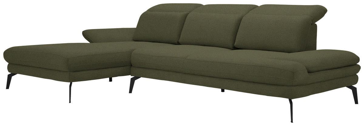 ECKSOFA Grün Chenille  - Schwarz/Grün, Design, Textil/Metall (180/289cm) - Stylife