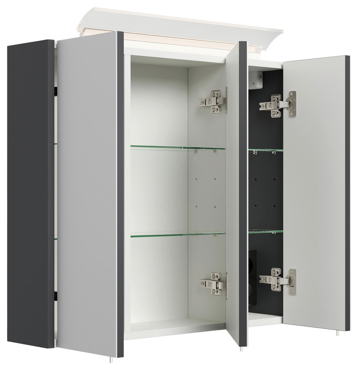 SPIEGELSCHRANK 70/62/17 cm  - Graphitfarben, MODERN, Glas/Holzwerkstoff (70/62/17cm) - MID.YOU