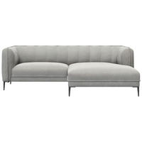 ECKSOFA Grau Chenille, Webstoff, Flachgewebe  - Schwarz/Grau, Design, Holz/Textil (211/149cm) - Livetastic