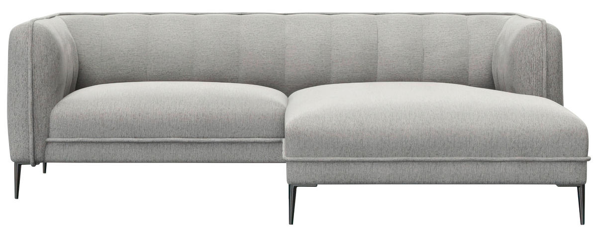 ECKSOFA Grau Chenille, Webstoff, Flachgewebe  - Schwarz/Grau, Design, Holz/Textil (211/149cm) - Livetastic