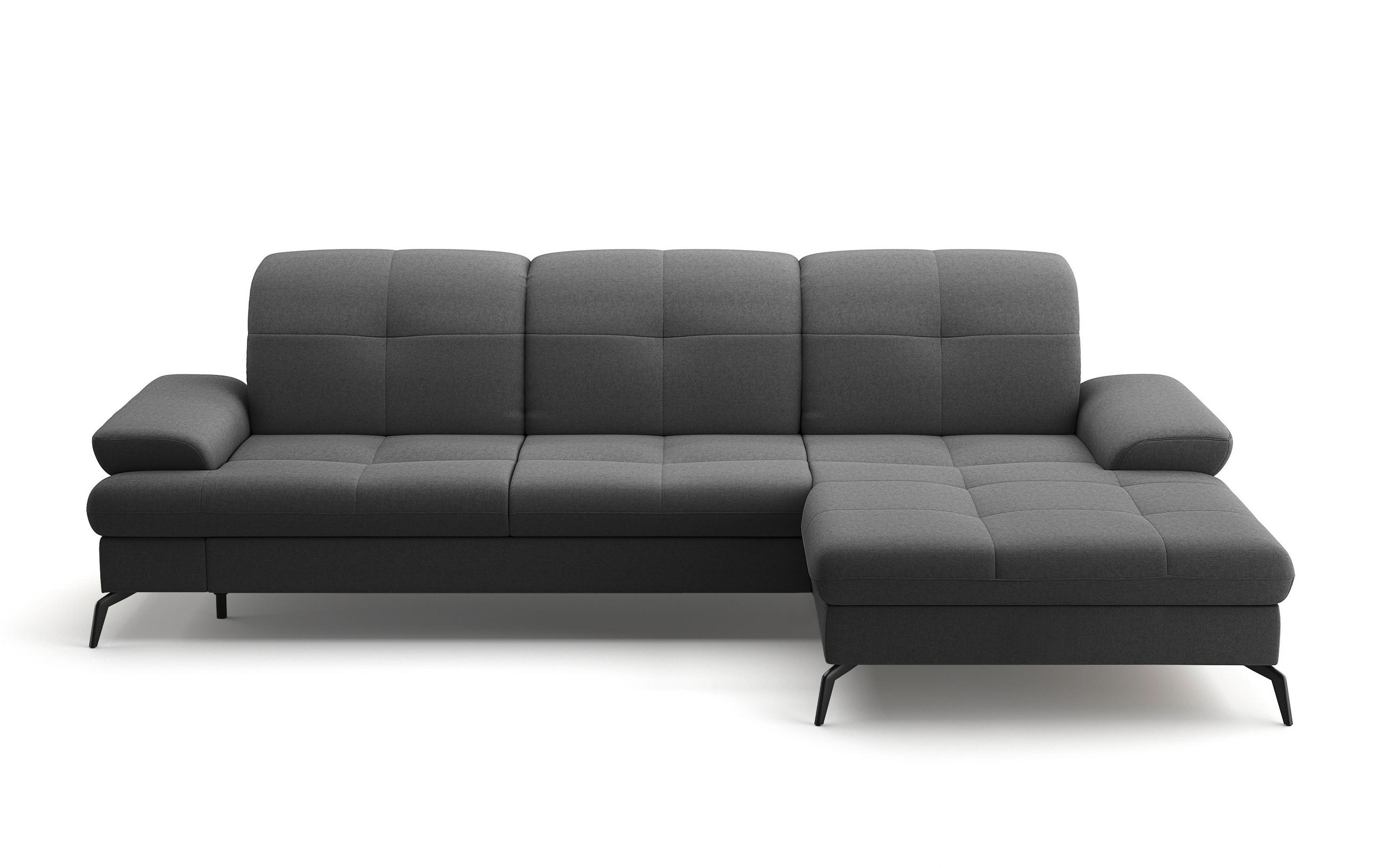 ECKSOFA in Flachgewebe Dunkelgrau  - Dunkelgrau/Schwarz, Konventionell, Textil/Metall (279/185cm) - Sit & More