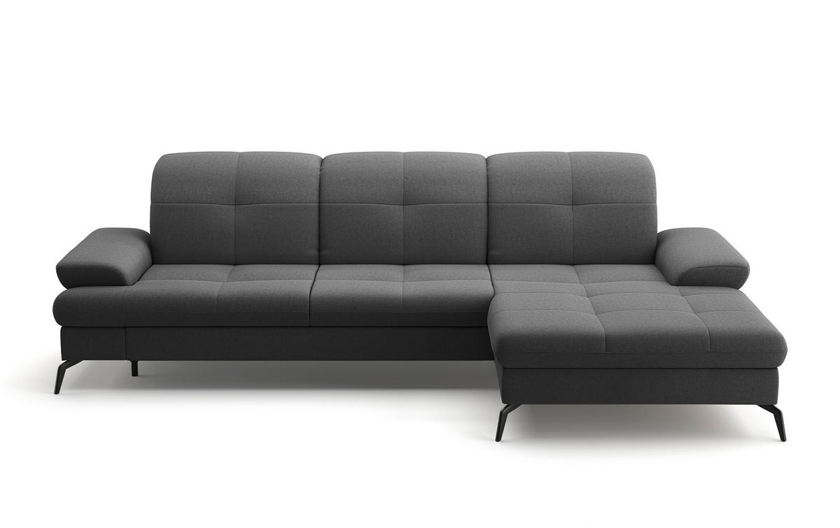 ECKSOFA in Flachgewebe Dunkelgrau  - Dunkelgrau/Schwarz, Konventionell, Textil/Metall (279/185cm) - Sit & More