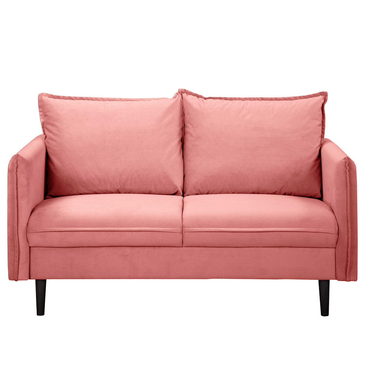 2-SITZER-SOFA JULI in Samt Rosa  - Schwarz/Rosa, Design, Holz/Textil (138/86/100cm) - P & B