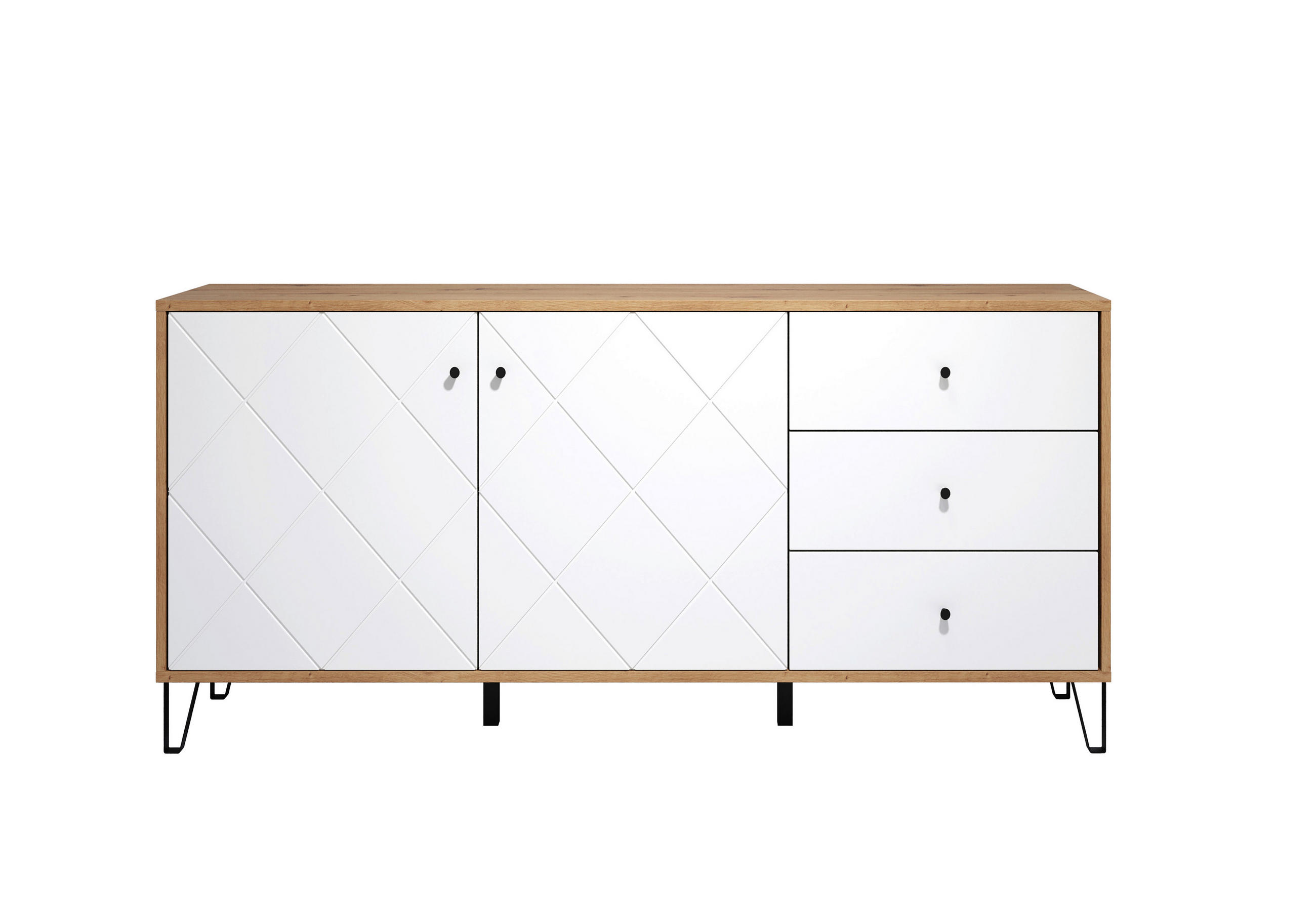 SIDEBOARD TOUCH 183/76/40 cm 3 Schublade(n)  - Schwarz/Weiß, Design, Holzwerkstoff/Kunststoff (183/76/40cm) - MID.YOU