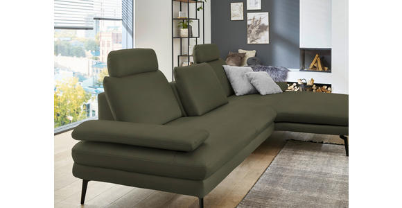 ECKSOFA in Echtleder Grün 310/180 cm - Schwarz/Grün, Design, Leder/Metall (310/180cm) - Dieter Knoll