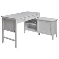 ECKSCHREIBTISCH 145/120/77 cm  in Weiss  - Weiss/Silberfarben, Modern, Holzwerkstoff/Metall (145/120/77cm) - MID.YOU